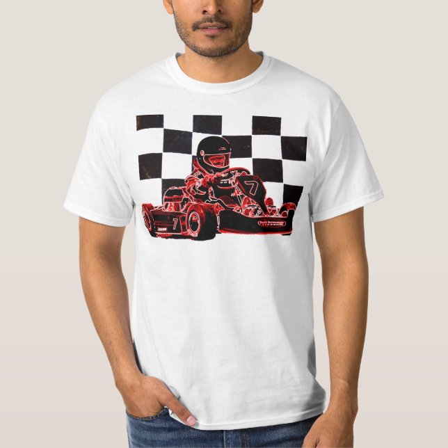 Kart Racing Red/Chequered Flag T-Shirt (Front)