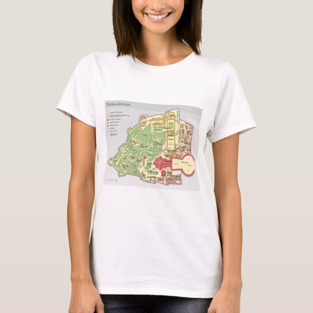 Karte der Vatikanstadt Vatican City Diagram T-Shirt (Front)