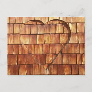 Karte Holz Herz Postcard