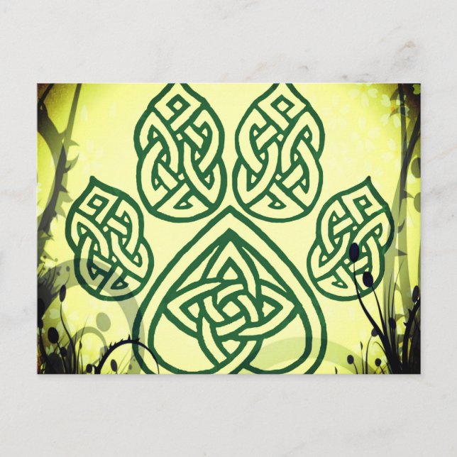 Karte, keltischer Knoten, Pfote, Hund Postcard (Front)