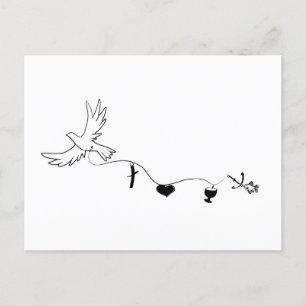 Karte mit Friedenstaube und christlichen Symbolen Postcard