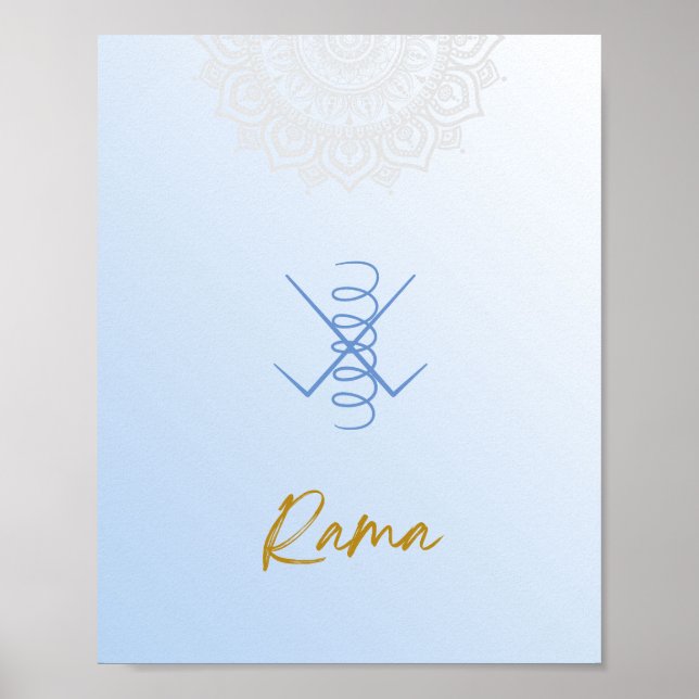 Karuna Reiki Rama Mandala Sky Blue Poster (Front)