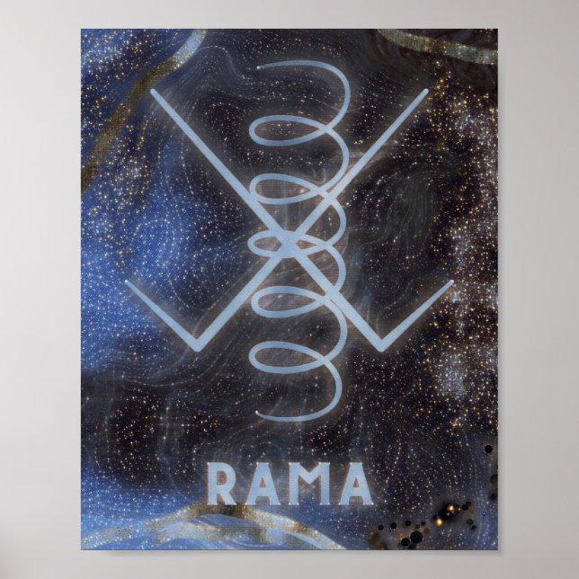 Karuna Reiki Rama Star Marble Blue  Poster (Front)