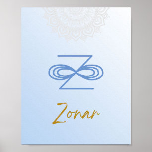 Karuna Reiki Zonar Mandala Sky Blue Poster