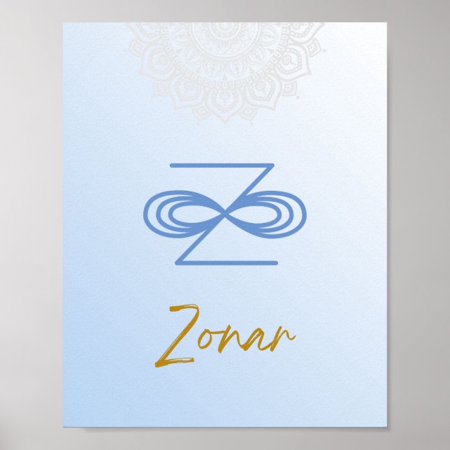 Karuna Reiki Zonar Mandala Sky Blue Poster (Front)