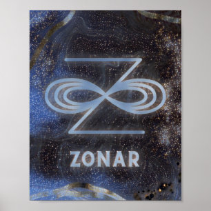 Karuna Reiki Zonar Star Marble Blue  Poster
