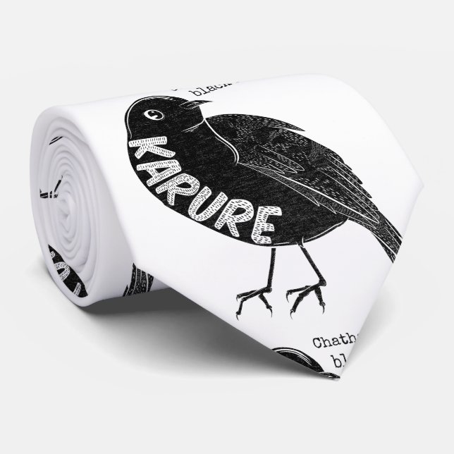 Karure Chatham Island black robin Tie (Rolled)