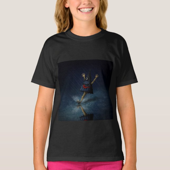 Kasa Obake Japanese Umbrella Ghost in the Rain T-Shirt (Front)