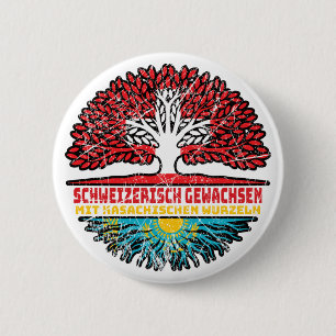 Kasachstan Kasachisch Schweizer Schweiz Baum 6 Cm Round Badge