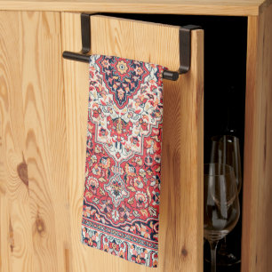 Kashan Poshti Central Persian Rug Print Tea Towel
