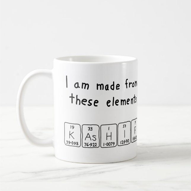 Kashif periodic table name mug (Left)