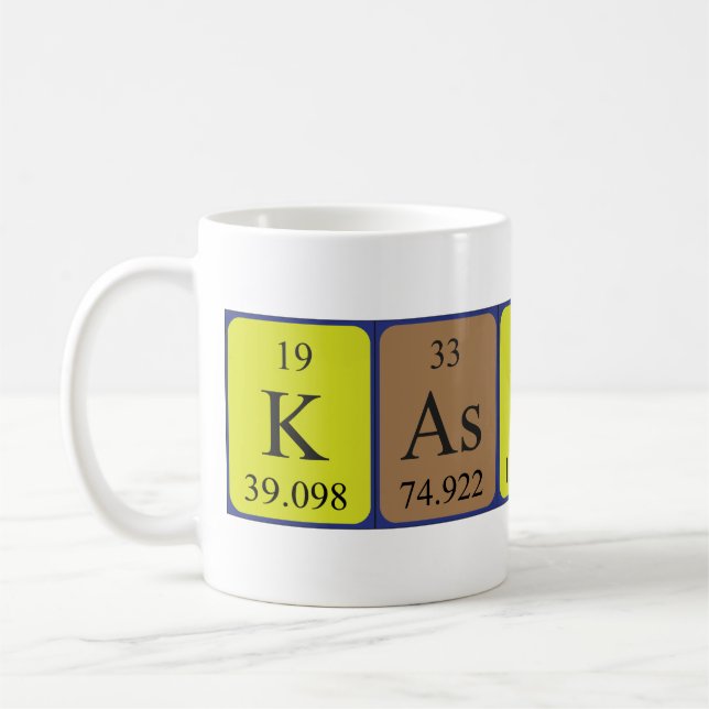 Kashif periodic table name mug (Left)