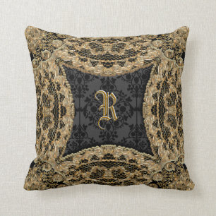 Kashmid Ebony Victorian Throw Pillow