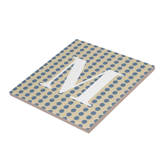 Kashmir Blue Spice Moods Dots with monogram Tile (Side)