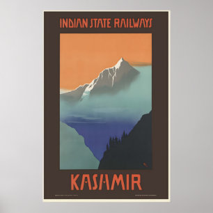Kashmir India Vintage Travel Poster