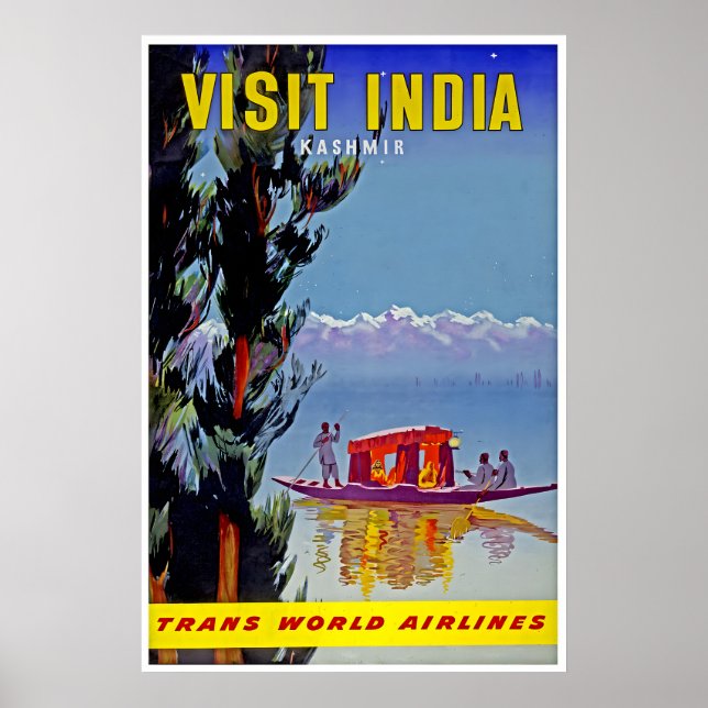 Kashmir Print India Art TWA Travel Poste (Front)