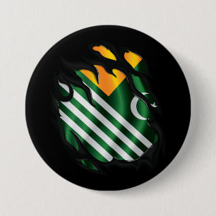 Kashmir Ripped Flag 7.5 Cm Round Badge