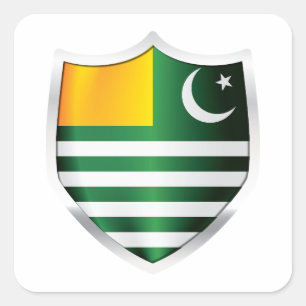 Kashmir Silver Shield Flag Square Sticker