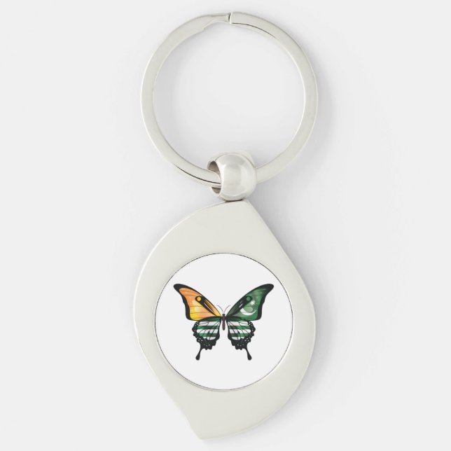 Kashmir Swallowtail Butterfly Flag Sticker Key Ring (Front)