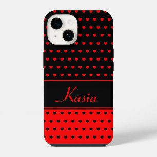 Kasia - Name Template, Stylish Black And Red iPhone 14 Case