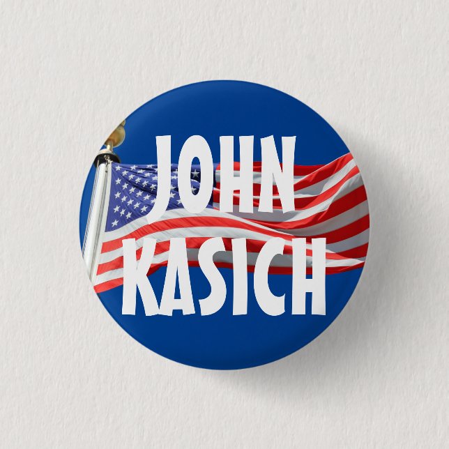 Kasich Running for President American Flag Button (Front)