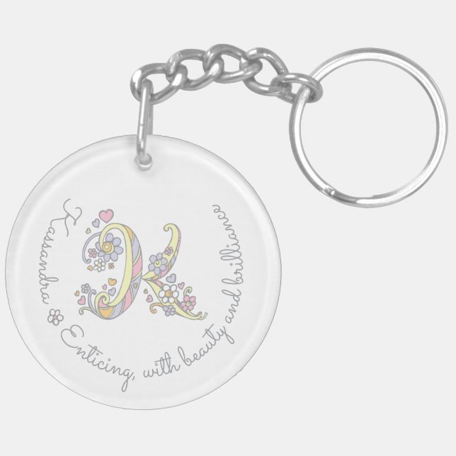 Kassandra monogram K name and meaning keyring (Back Left)