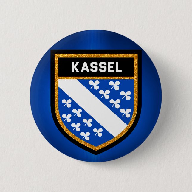 Kassel Flag 6 Cm Round Badge (Front)