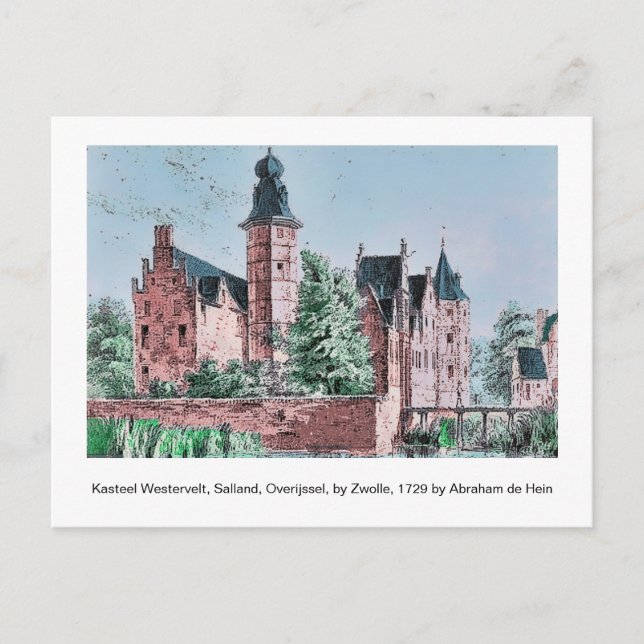 KASTEEL WESTERVELT 1729 A. de Haen drawing    Postcard (Front)