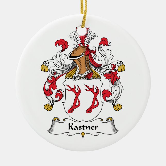 Kastner Family Crest Ceramic Tree Decoration (Front)