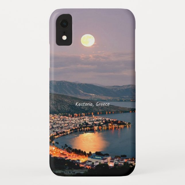 Kastoria, Greece (labelled, Moonlight Night Case-Mate iPhone Case (Back)