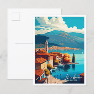 Kastoria Greece Travel Vintage Illustration Postcard
