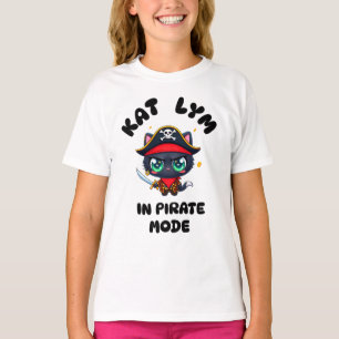 Kat Lym Cute Black Cat Pirate Art T-Shirt