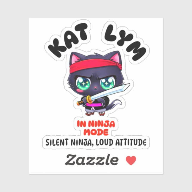 Kat Lym In Ninja Mode Cat Sticker (Sheet)