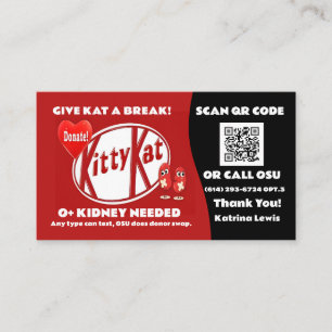 Kat Needs Kidney Business Card