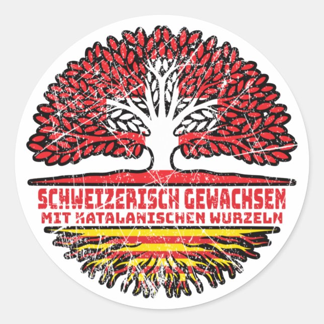 Katalonien Katalanisch Schweizer Schweiz Baum Classic Round Sticker (Front)
