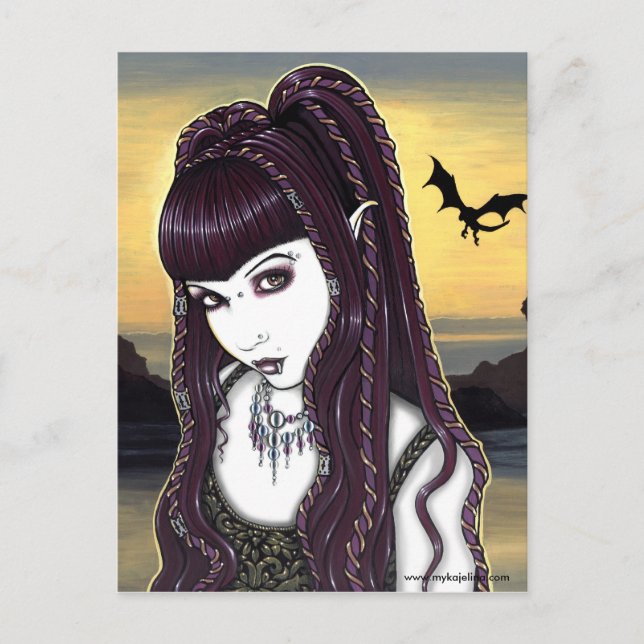 Katana Gothic Dragon Goddess Postcard (Front)