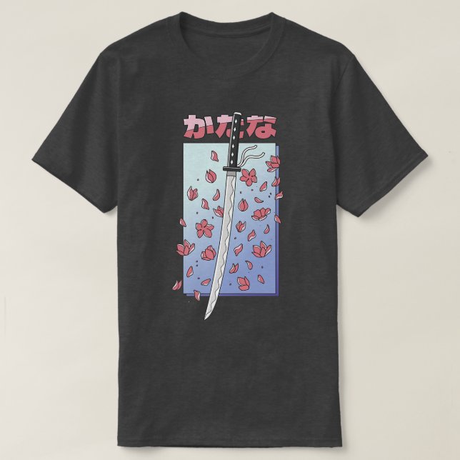 Katana Japanese Style Cherry Blossom Sakura Japan  T-Shirt (Design Front)