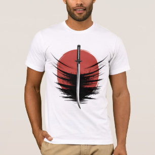 Katana Sword T-Shirt Japanese Rising Sun, Samura