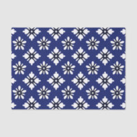 Katazome white flowers on indigo