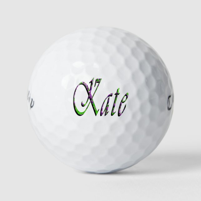 "Kate" Floral Lavender Kate Name, Golf Balls (Front)