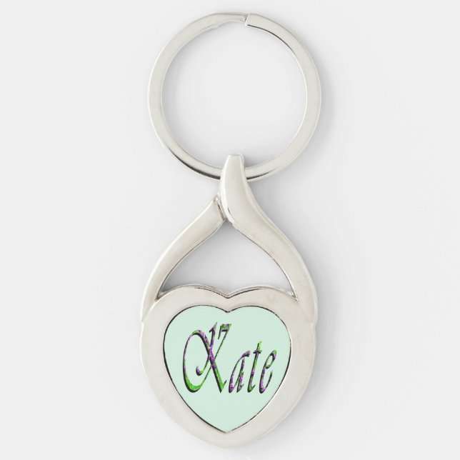 "Kate" Floral Lavender Kate Name, Key Ring (Front)