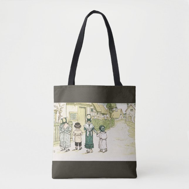 Kate Greenaway: Under the Window Grey Tote Bag (Front)