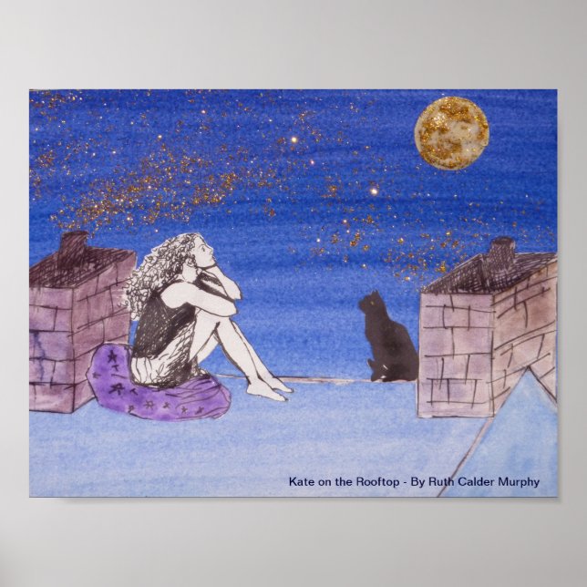 Kate on the Rooftop - Fantasy Self Portrait Poster (Front)