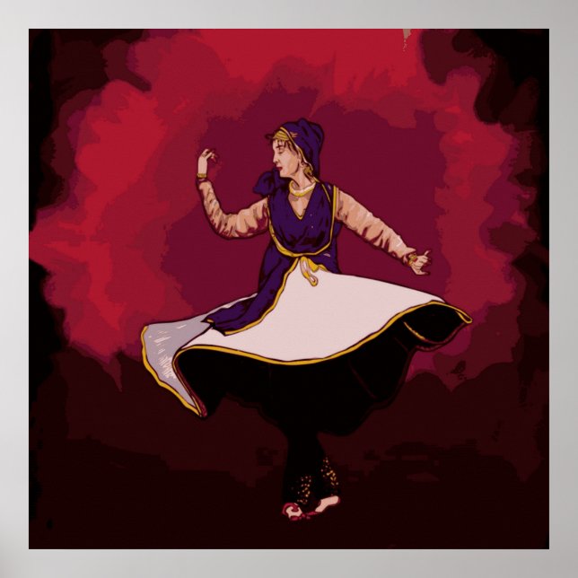 Kathak Dancer - a solo performance in Vector Poster (Front)