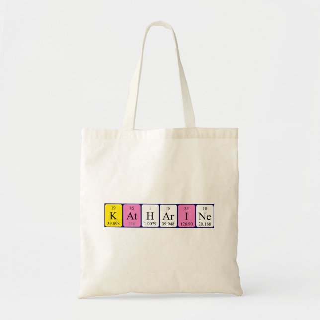 Katharine periodic table name tote bag (Front)