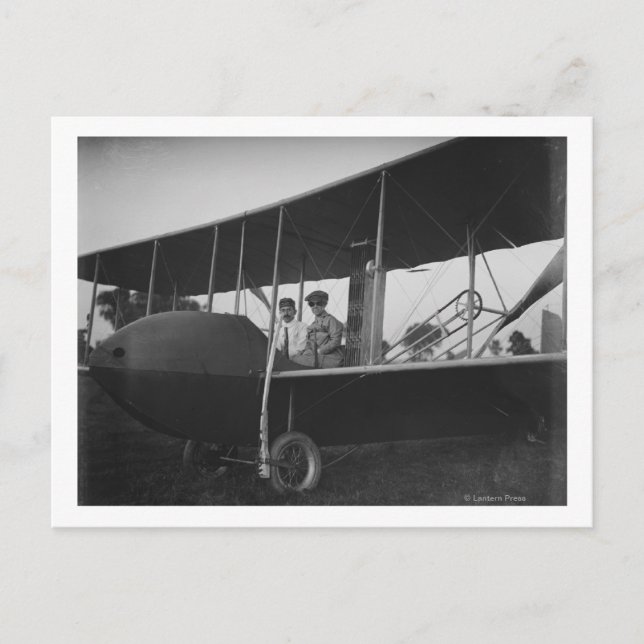 Katharine Wright with Orville in Model HS Postcard (Front)