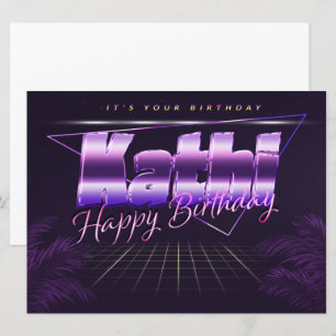 Kathi Name Vorname lila retro Karte Geburtstag Card