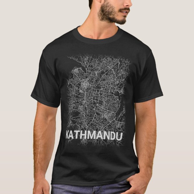 Kathmandu city map (LARGE PRINT) T-Shirt (Front)