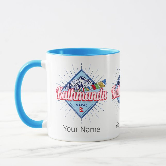 Kathmandu Mountains Nepal Retro Flags Souvenir Mug (Left)