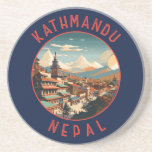 Kathmandu Nepal Retro Distressed Circle Coaster<br><div class="desc">Kathmandu retro vector travel design. Kathmandu,  Nepal's capital,  is set in a valley surrounded by the Himalayan mountains.</div>